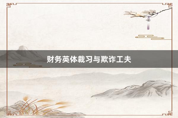 财务英体裁习与欺诈工夫
